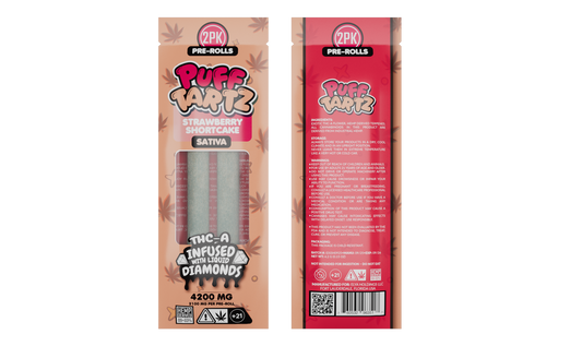 Puff Tartz 4200mg THCA pre-roll — Strawberry Shortcake sativa strain for sweet flavor and focused daytime lift