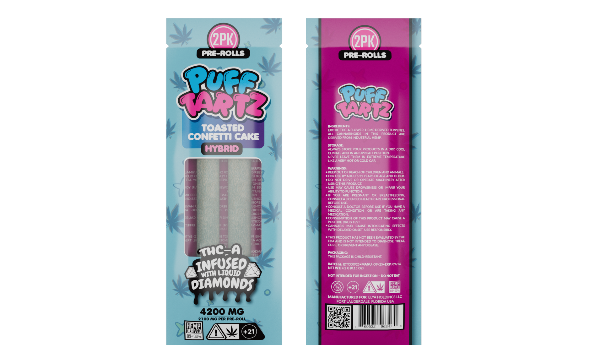 Puff Tartz 4200mg THCA pre-rolls — Toasted Confetti Cake hybrid flavor offering creamy sweetness and balanced euphoria