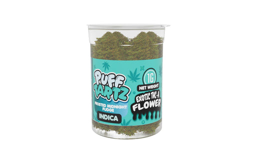 Puff Tartz Frosted Midnight Fudge – Premium THCA Flower Jar (1 Gram) | Indica Hemp Strain with Sweet Chocolate Aroma